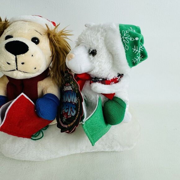 Singing Snow Pets Animated Musical Plush Dog Cat We Wish You Merry Christmas New - Picture 3 of 9